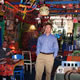 Heres my husband Joel inside the beautiful, creative chaos of Carlos OConnor Mexican Restaurant.